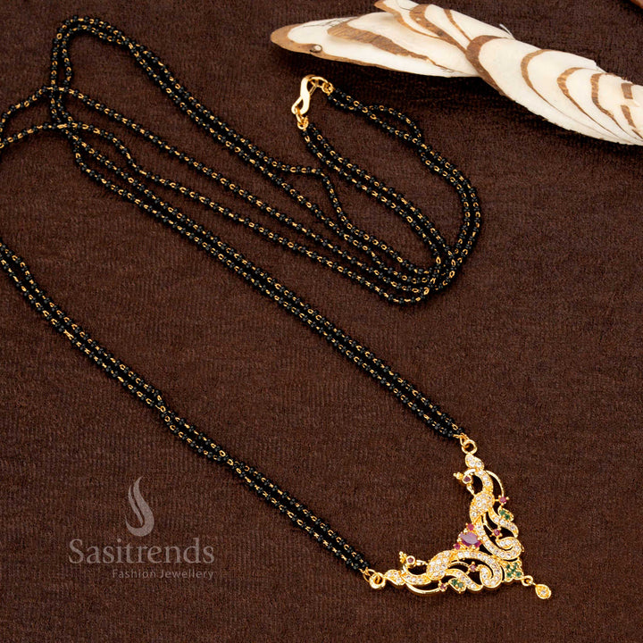 Festive Traditional Mangalsutra – Micro Gold with Black Bead Chain & Pendant - Sasitrends