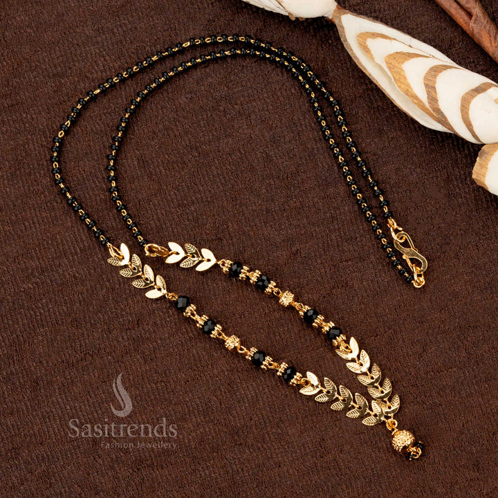 Premium handmade gold-plated black beads mangalsutra with intricate beadwork, designed for modern yet ethnic aesthetics - Sasitrends