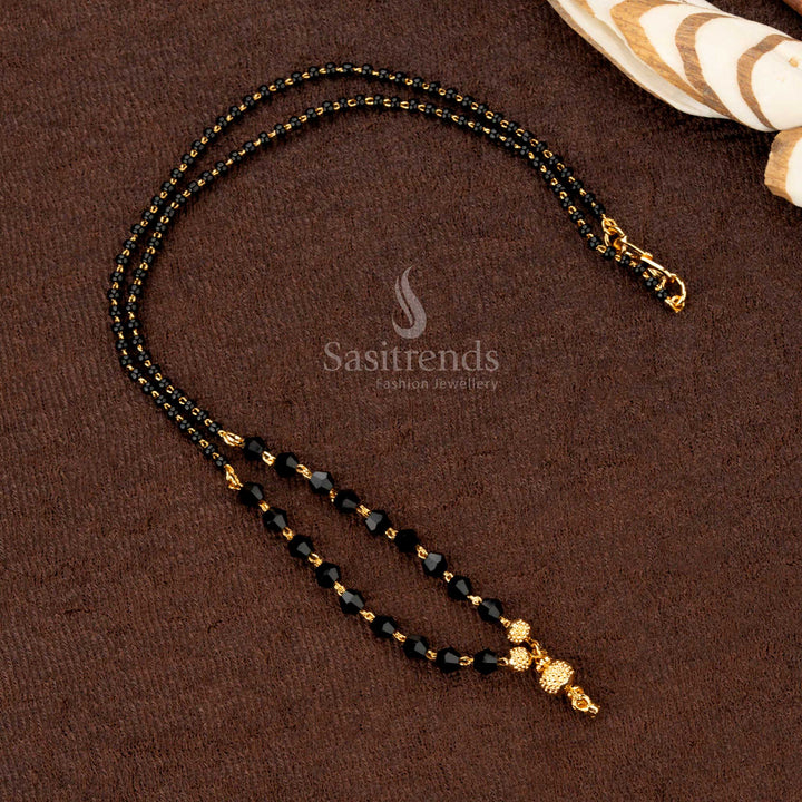 Exquisite gold-plated black beads mangalsutra with handcrafted beadwork and fine detailing, crafted for elegance and tradition - Sasitrends