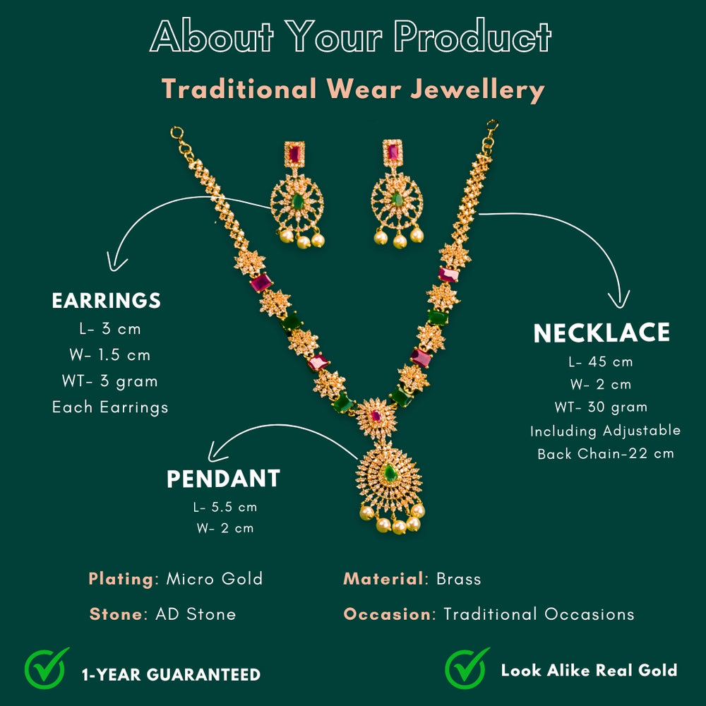 Matt gold jewellery set measurement image - Sasitrends