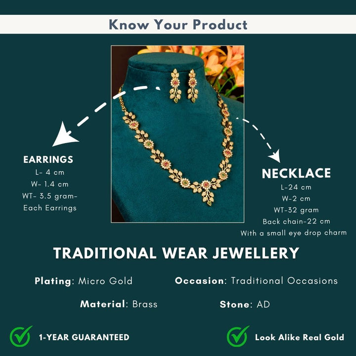 Micro gold plated jewellery set measurement image - Sasitrends