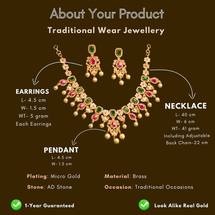 Micro gold plated jewellery set measurement image - Sasitrends