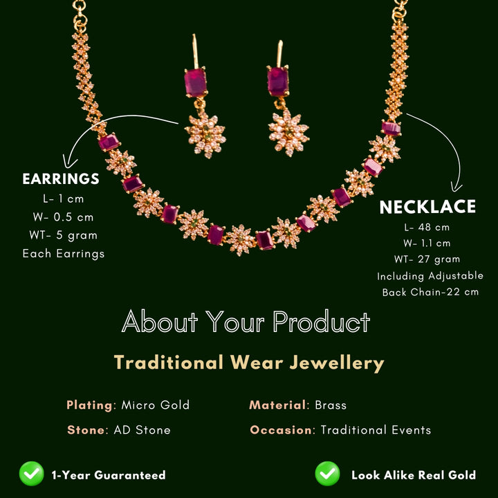 Micro gold plated jewellery set measurement image - Sasitrends