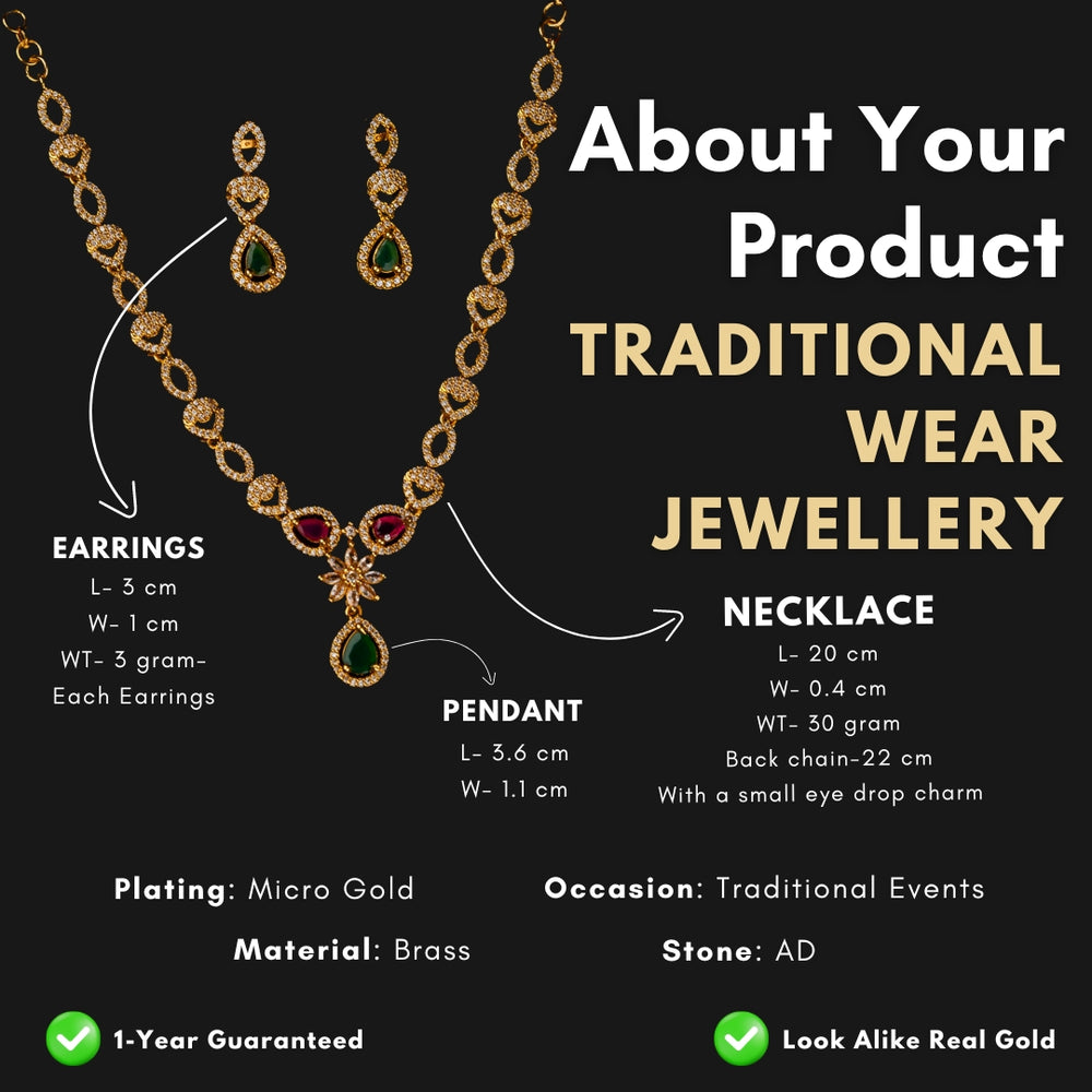 Micro gold plated jewellery set measurement image - Sasitrends