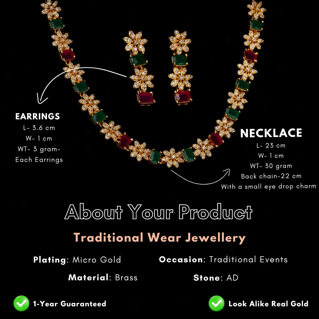 Micro gold plated jewellery set measurement image - Sasitrends