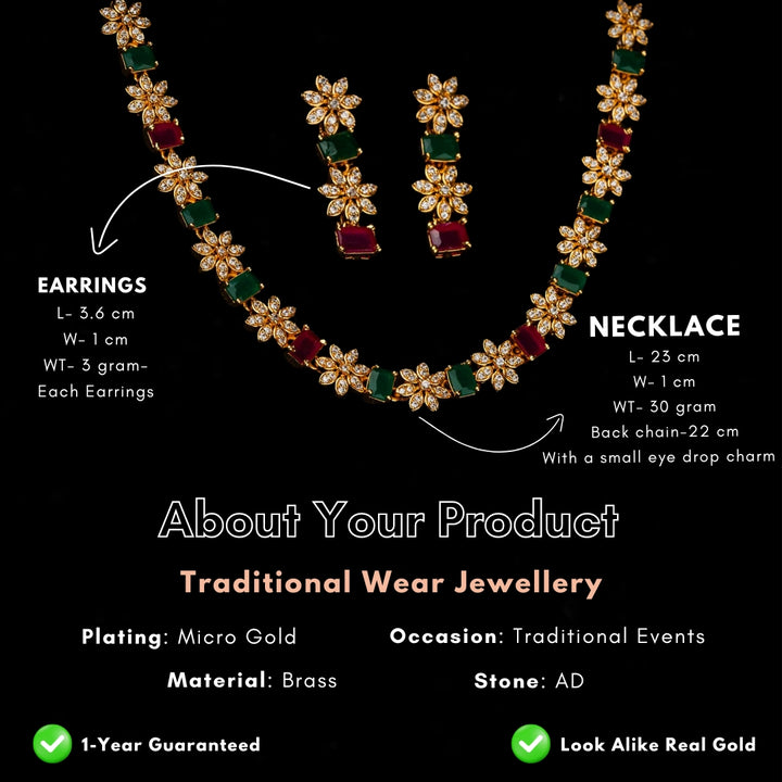 Micro gold plated jewellery set measurement image - Sasitrends