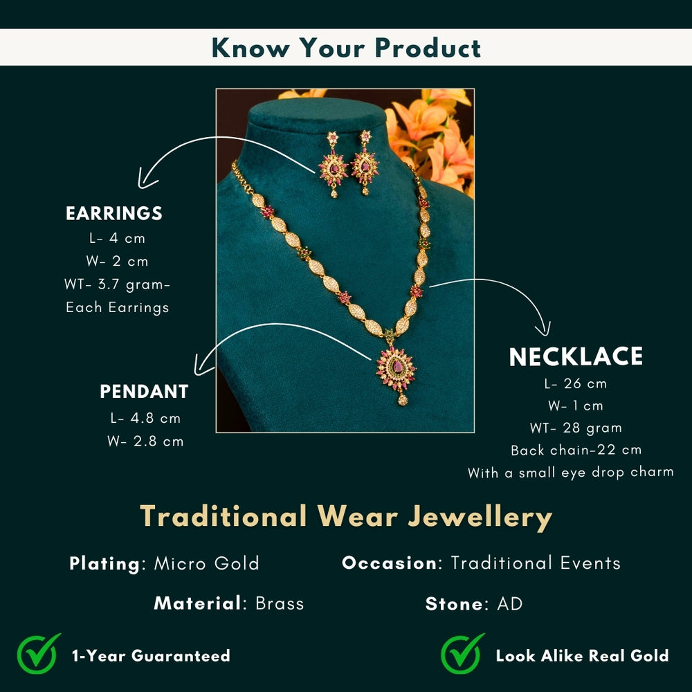 Micro gold plated jewellery set measurement image - Sasitrends