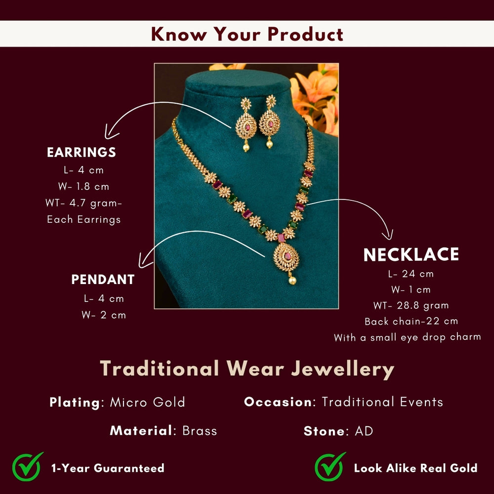 Micro gold plated jewellery set measurement image - Sasitrends