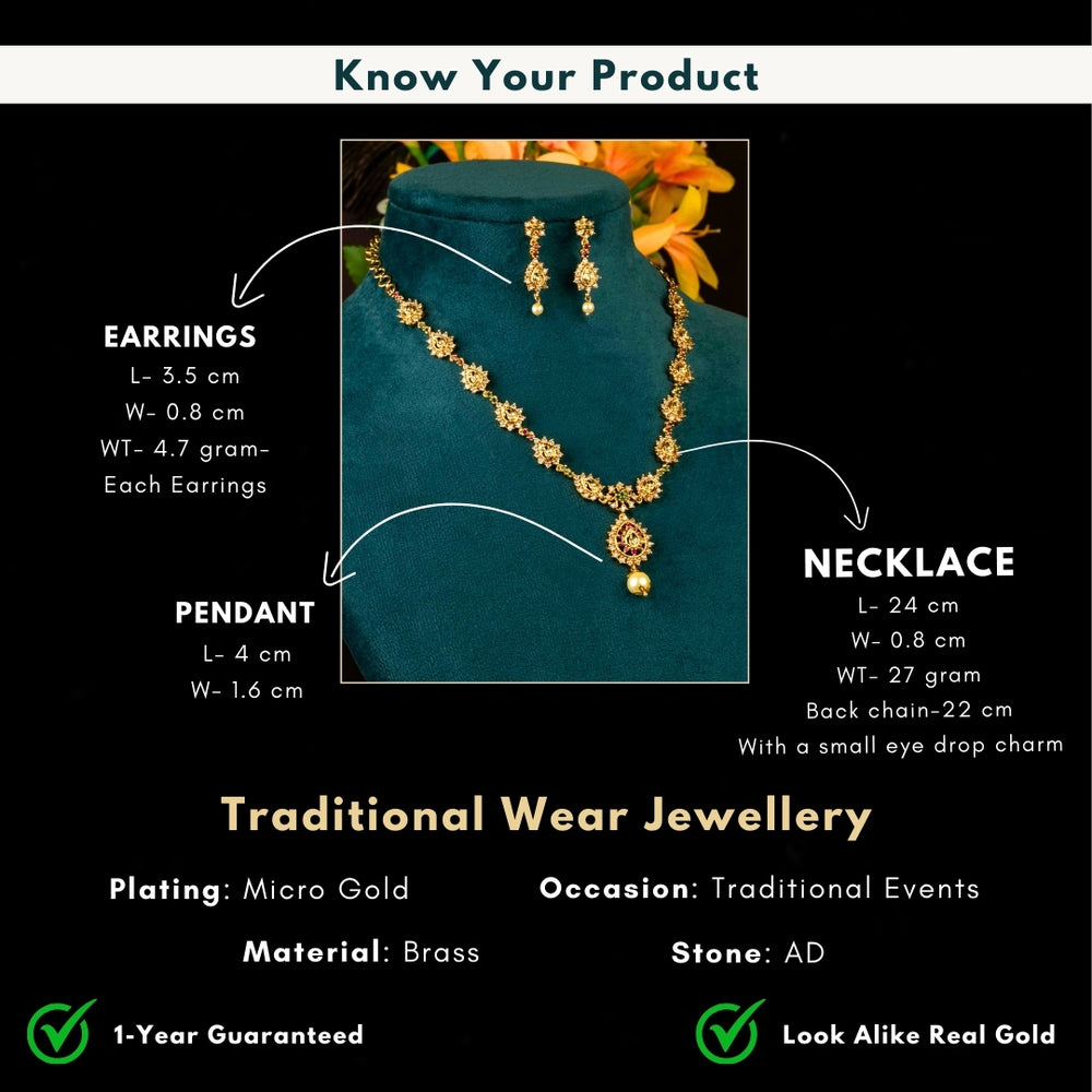 Micro gold plated jewellery set measurement image - Sasitrends