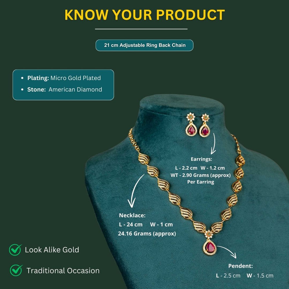 Micro Gold Plated Jewellery Set Measurement Image - Sasitrends