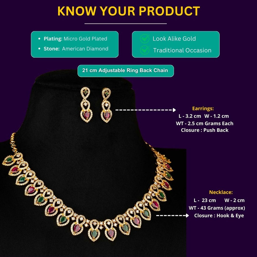 Micro Gold Plated Jewellery Set Measurement Image - Sasitrends