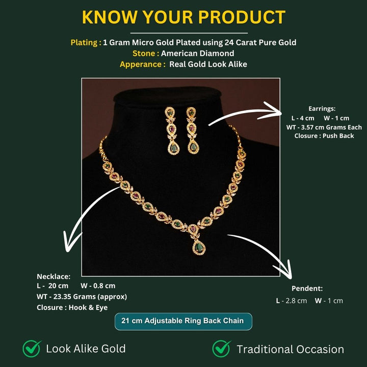 Micro Gold Plated Jewellery Set Measurement Image - Sasitrends