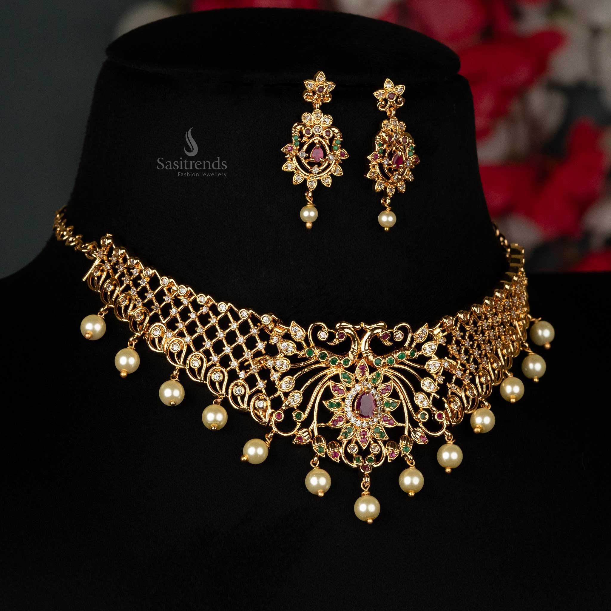 American diamond guaranteed choker set for sarees and lehengas