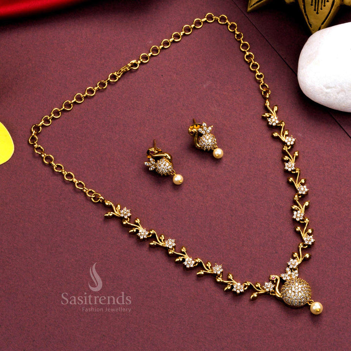 Premium Matte Gold Plated Ethereal Peacock Feather AD Stones Jewellery Set