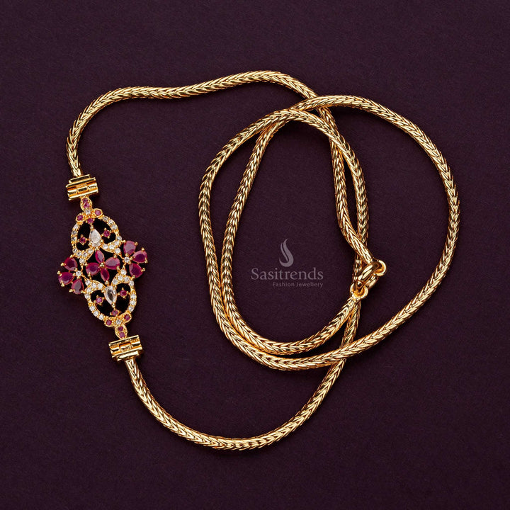 Guaranteed white ruby AD-stone ball mugappu chain, 24-carat gold-plated, perfect for traditional events