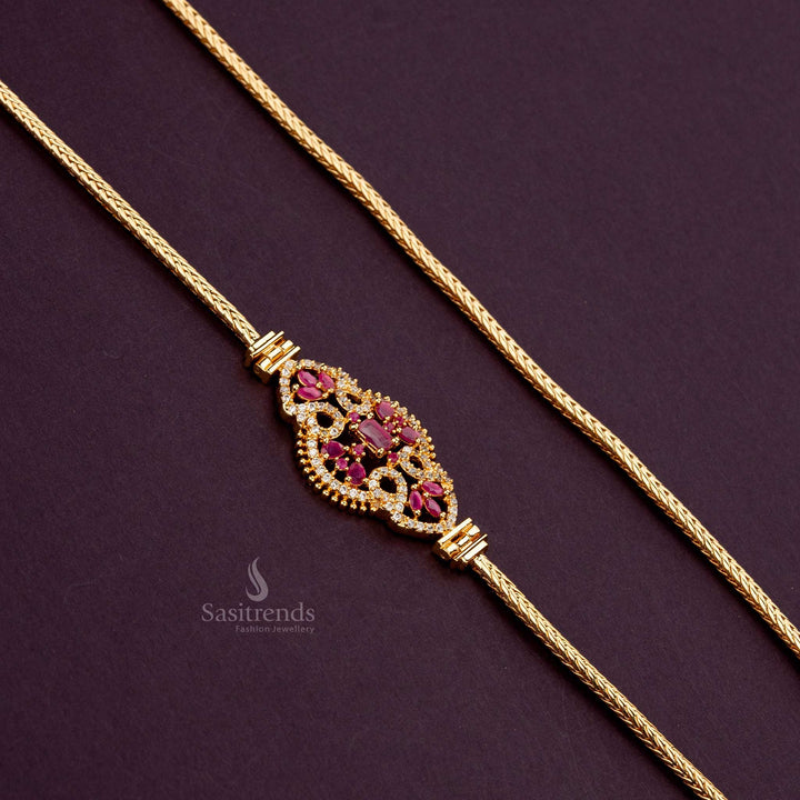 Guaranteed gold plated AD stone mugappu chain - Sasitrends