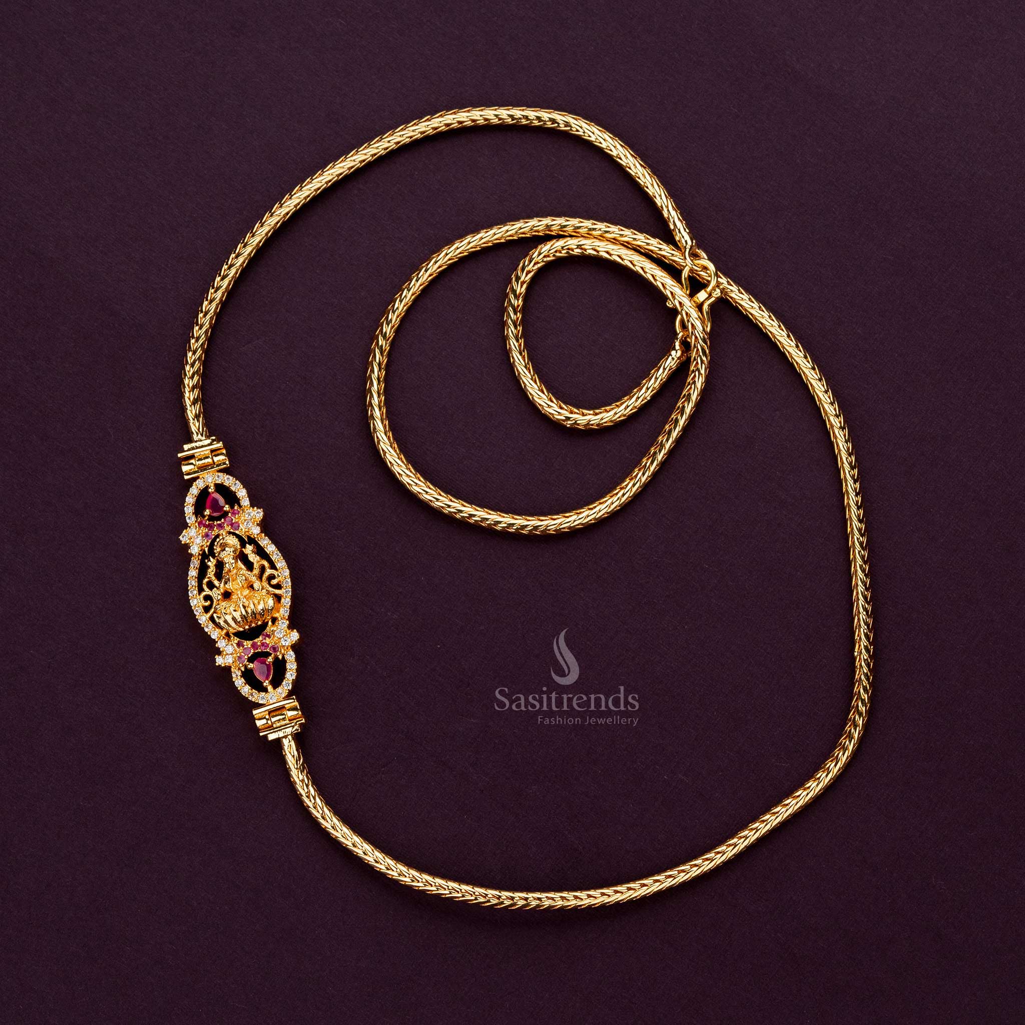 Collection of Micro Gold Plated American Diamond Studded Mugappu Chain – Elegant Jewellery for Festivals & Special Occasions - Sasitrends - Sasitrends