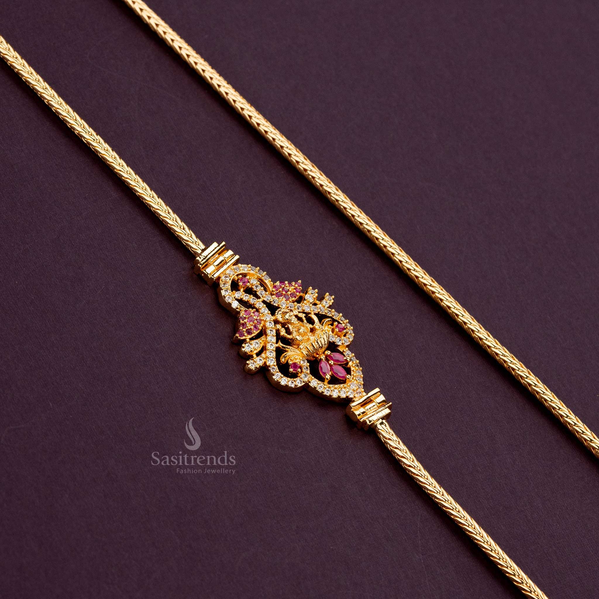 White Ruby AD-stone ball mugappu chain, guaranteed 24-carat gold plating, luxurious and elegant - Sasitrends