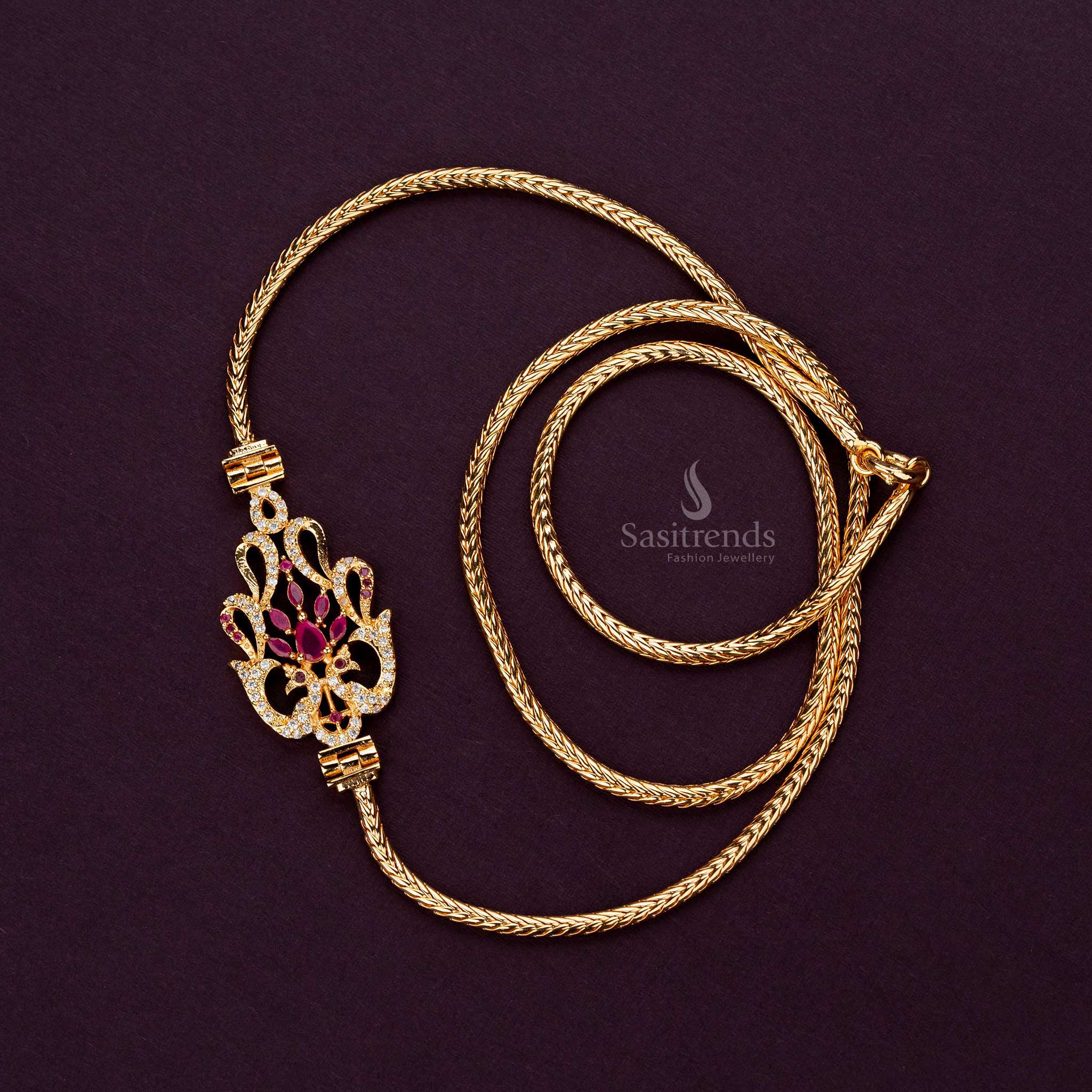 Collection of Micro Gold Plated American Diamond Studded Mugappu Chain – Elegant Jewellery for Festivals & Special Occasions - Sasitrends - Sasitrends