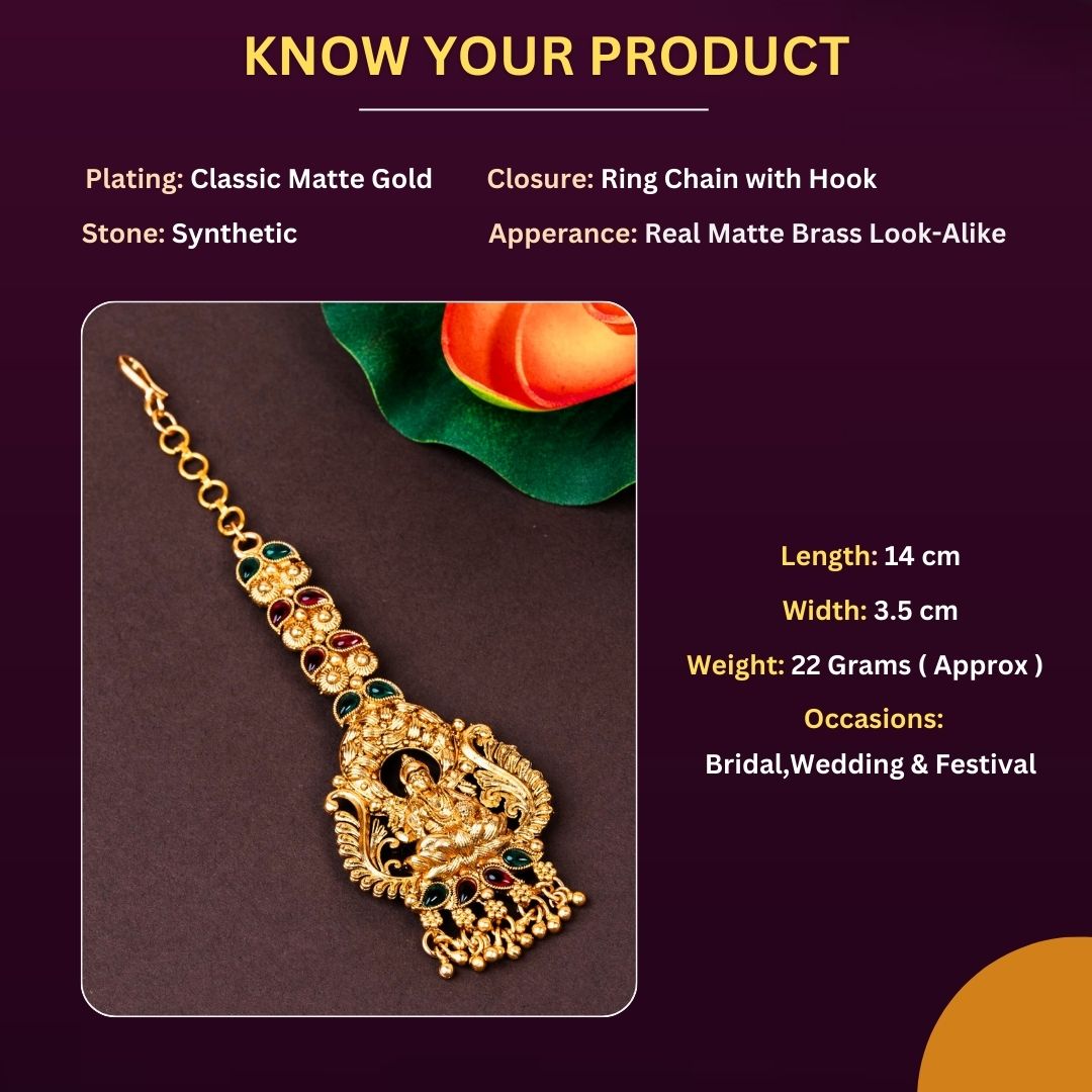 Matte Gold Plated Tikka Measurement Image - Sasitrends