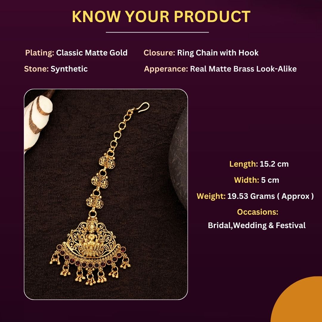 Matte Gold Plated Tikka Measurement Image - Sasitrends