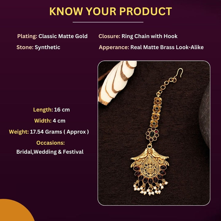 Matte Gold Plated Tikka Measurement Image - Sasitrends