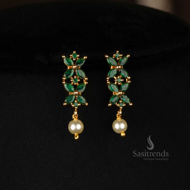 Sophisticated green AD stone gold-plated Earrings set - Sasitrends