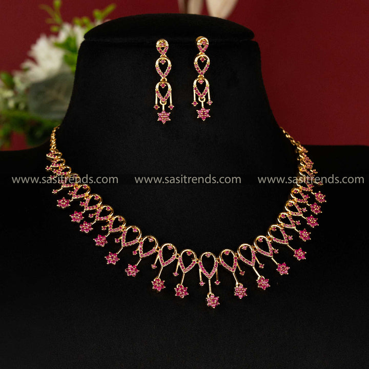 Traditional gold plated ruby jewellery set by Sasitrends Online Shopping