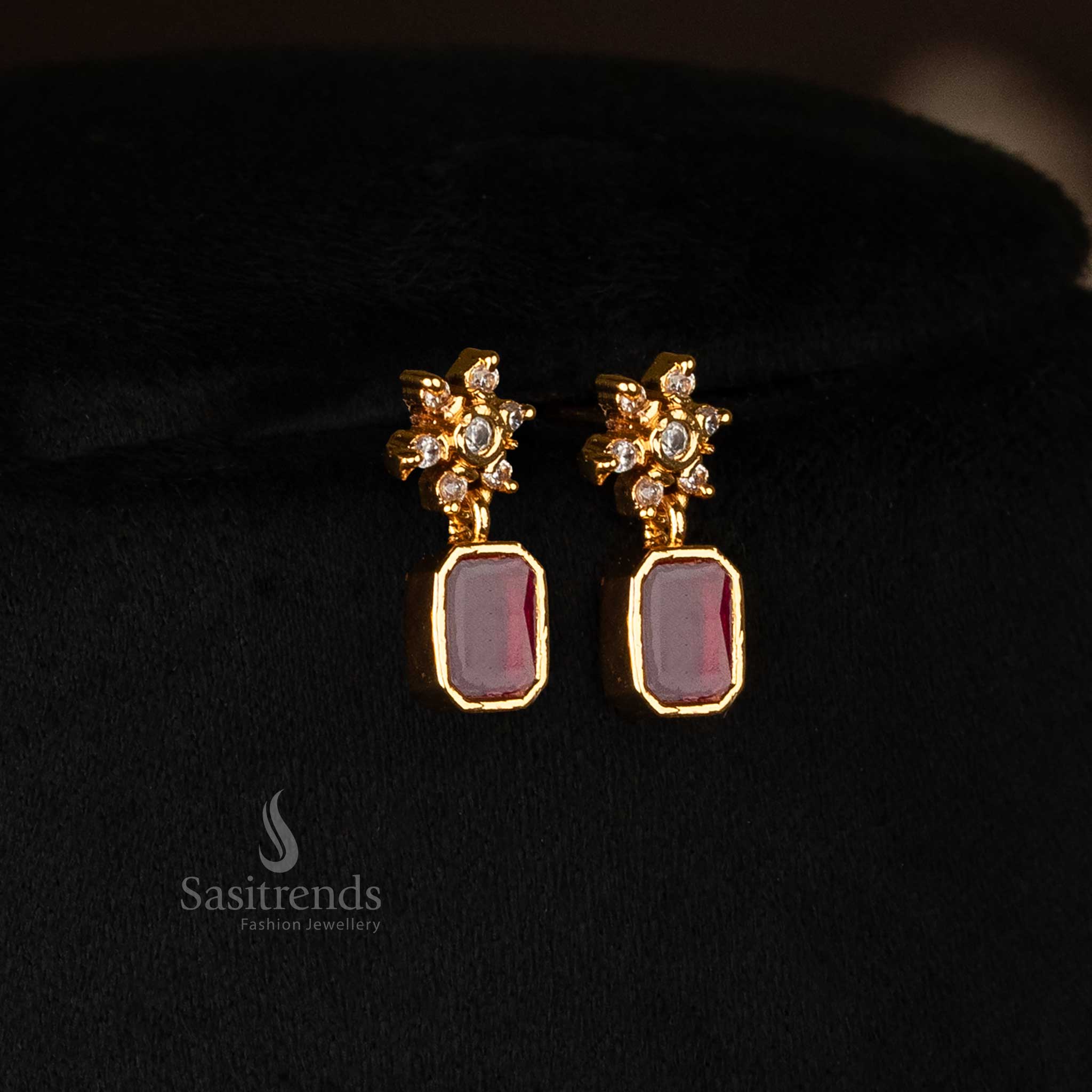 Elegant design of American diamond Earrings set with micro gold plating - Sasitrends