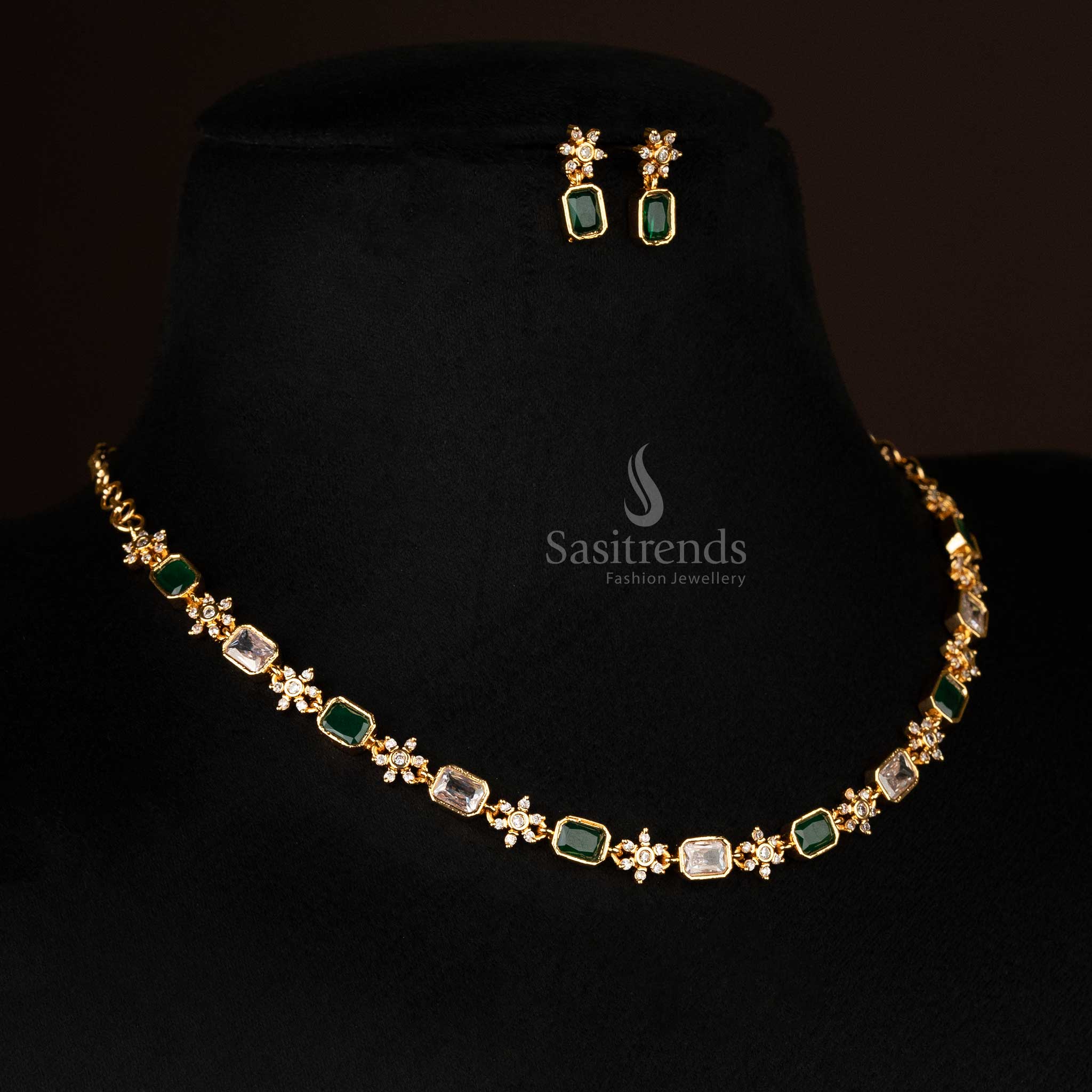 Complete look of gold plated AD jewellery set for women - Sasitrends