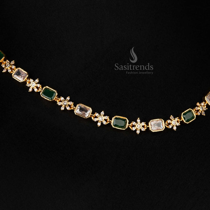 Closeup of 24 carat micro gold plated jewellery with shining diamond stones - Sasitrends