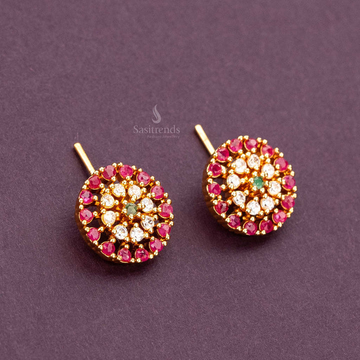 Traditional micro gold plated floral designer push back earrings sasitrends