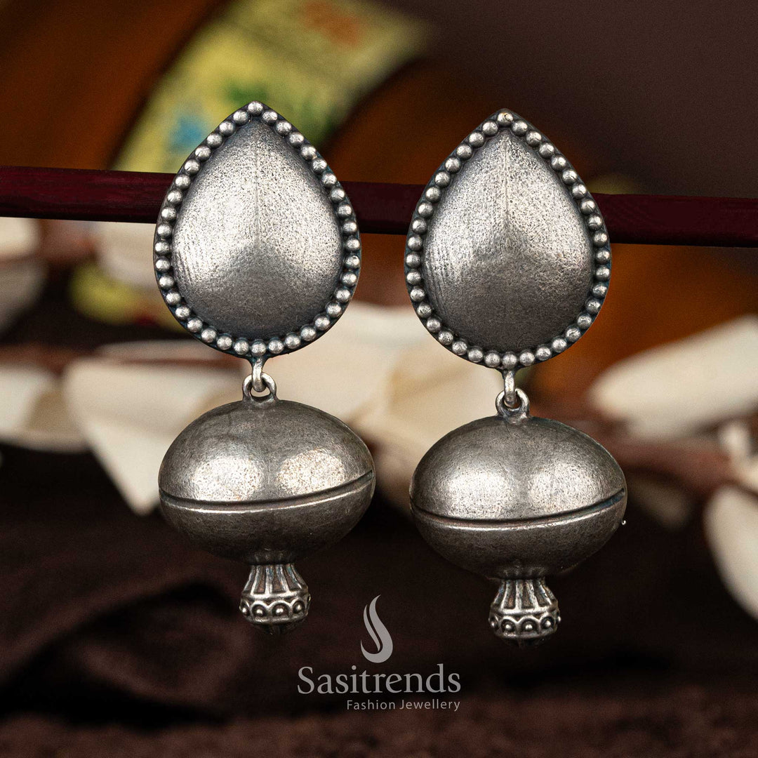 Statement oxidised earrings with teardrop top and domed bottom - Sasitrends