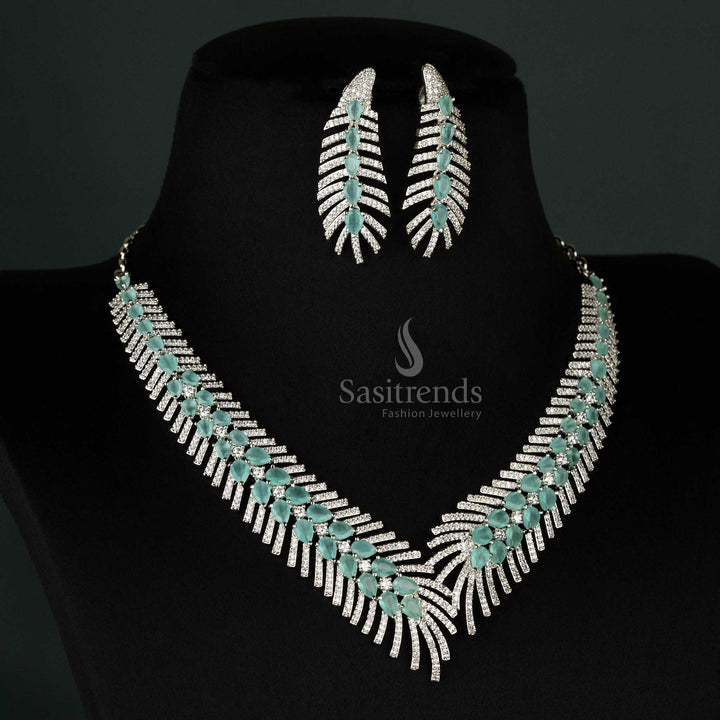 Elegant American Diamond Rhodium Silver Plated Jewellery Set - Sasitrends