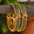 Traditional Multi-Color Bridal Peacock AD Bangle Pair | Matte Gold Plated