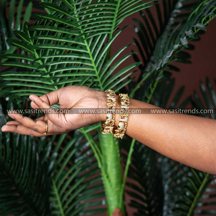 Temple Wear Matt Gold Plated Elegant Bangles Sasitrends