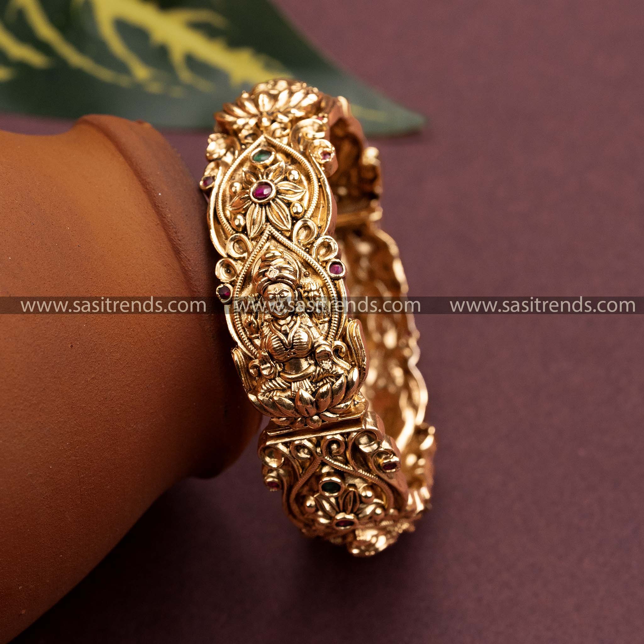 New Lakshmi Floral Bridal Kada Bangles Temple Gold Plated Sasitrends