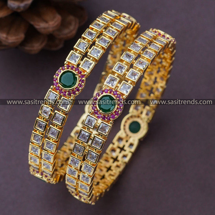 Exquisite multi-colored bangles with American Diamond Stones, perfect for special occasions and thoughtful gifting.