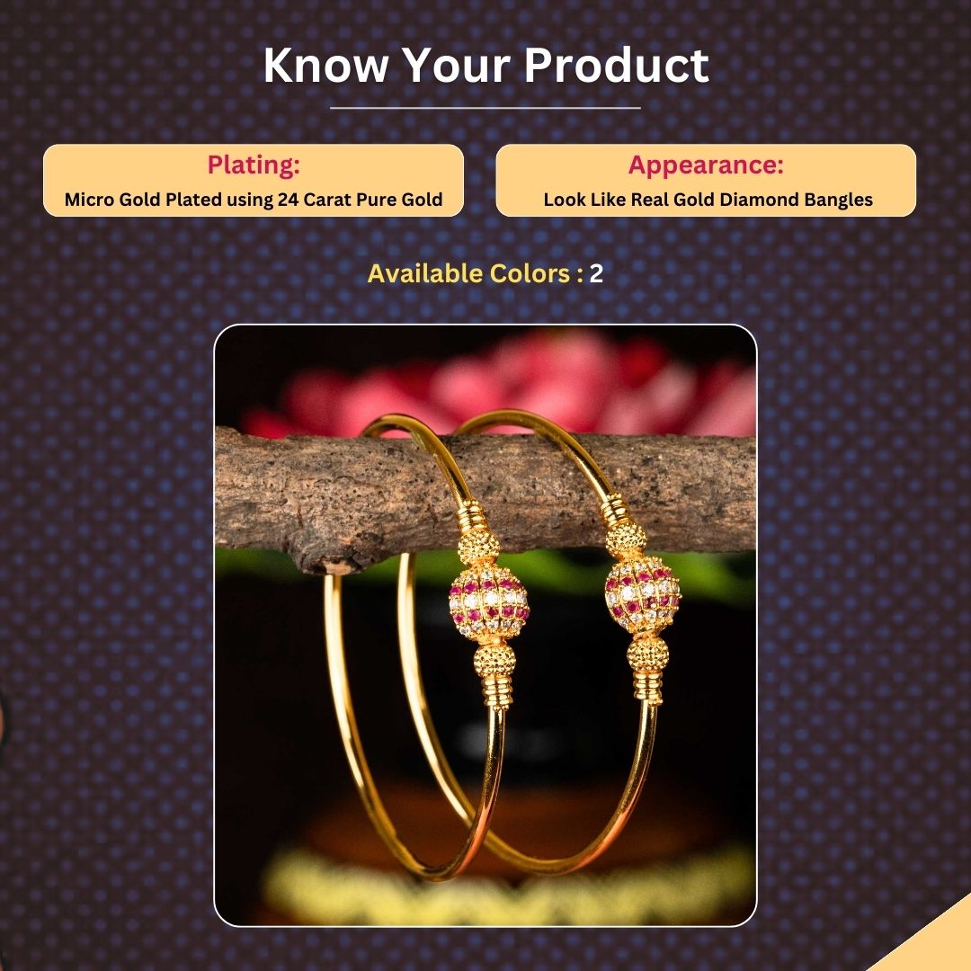 Micro Gold Plated Bangles Measurement Image - Sasitrends