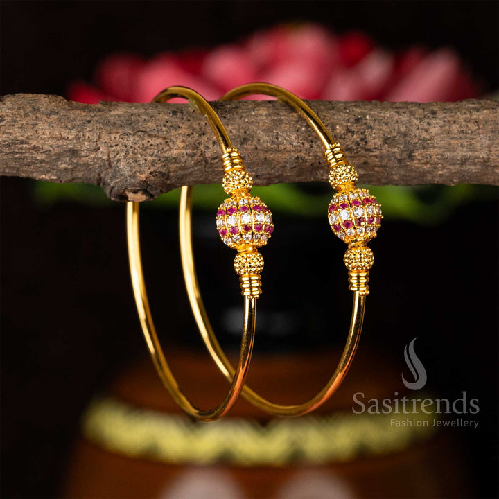 Dazzling Affair: American Diamond Stones | Micro Gold Plated Bangles Pair | Sasitrends