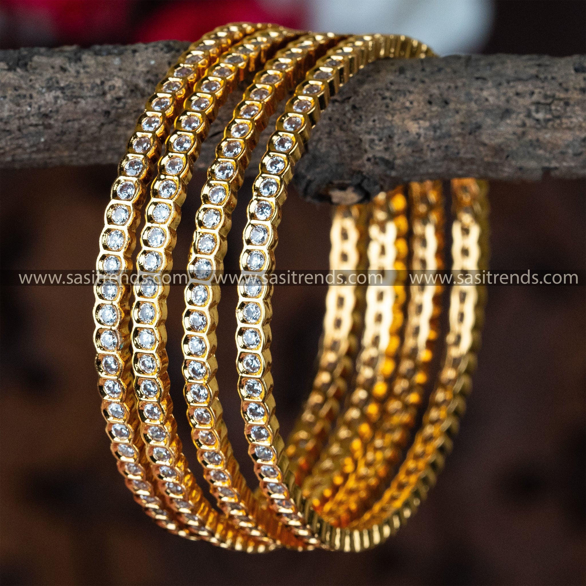 Elegant 4-Piece AD Bangles - Latest Collection for Festive Occasions