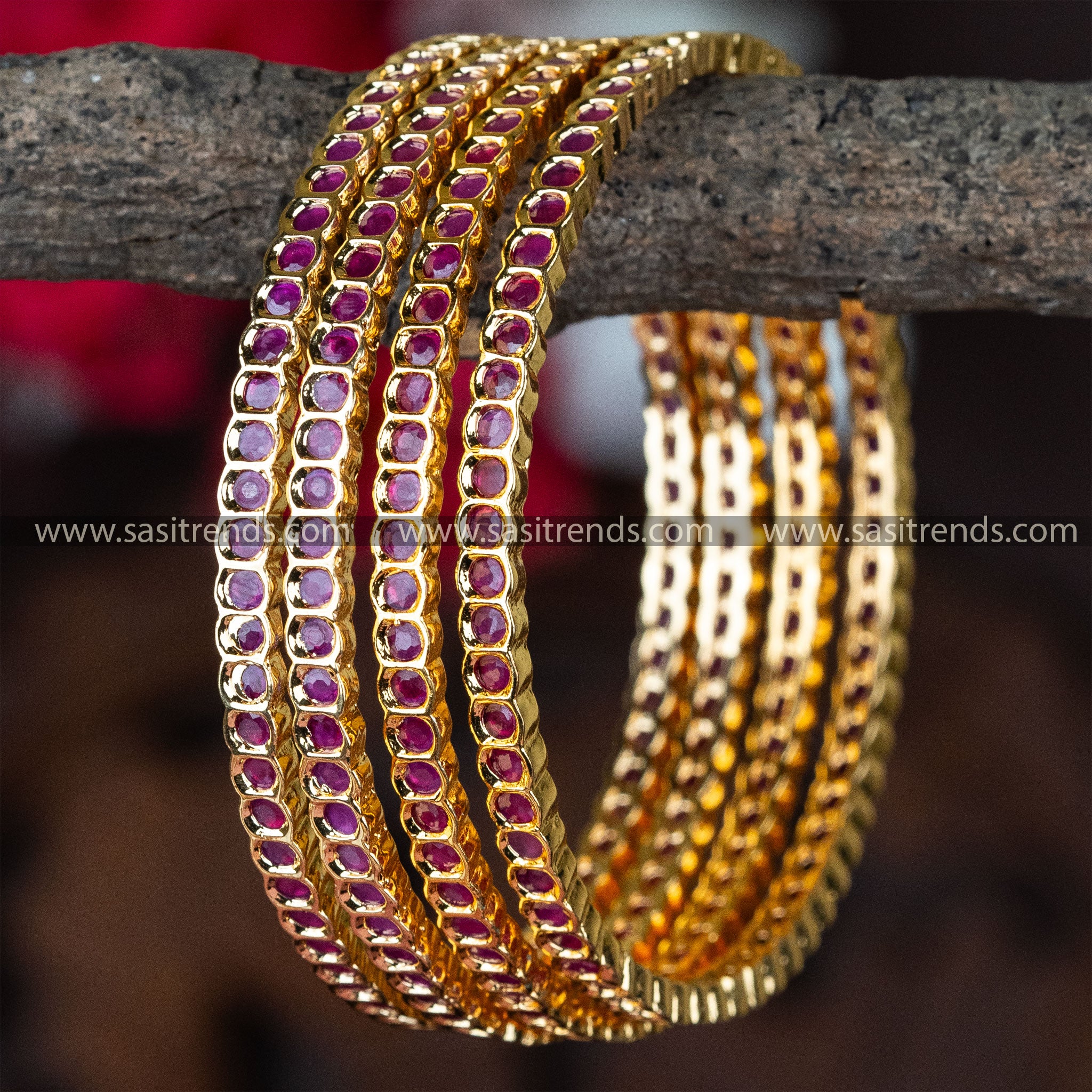 Trendy Micro Gold Plated Temple Wear 4 Pieces Bangles