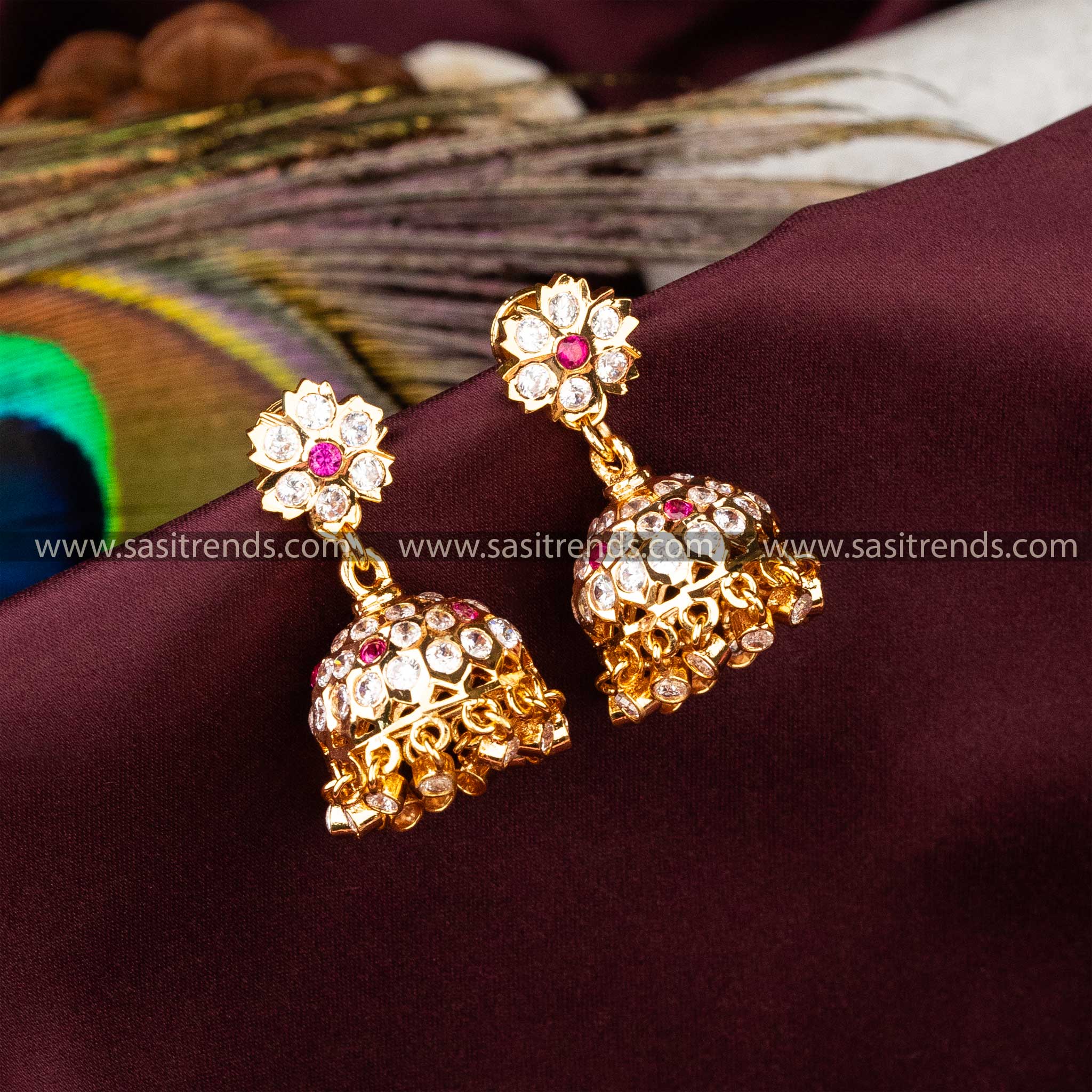 Attractive Guaranteed Micro Gold Plated Impon Traditional Wear Earrings Sasitrends Online Shopping