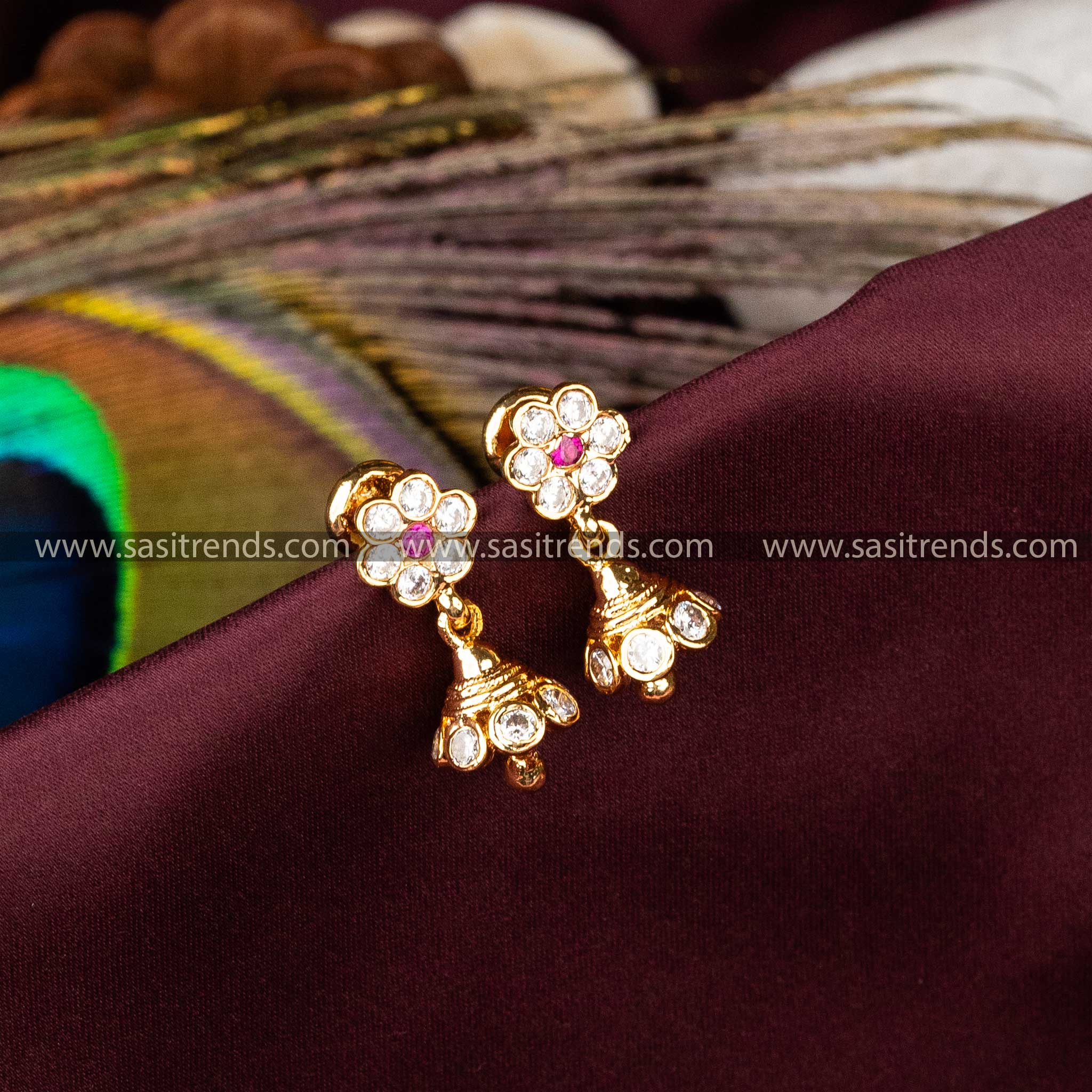 Beautiful Guaranteed Micro Gold Plated Impon Traditional Wear Earrings Sasitrends Online Shopping