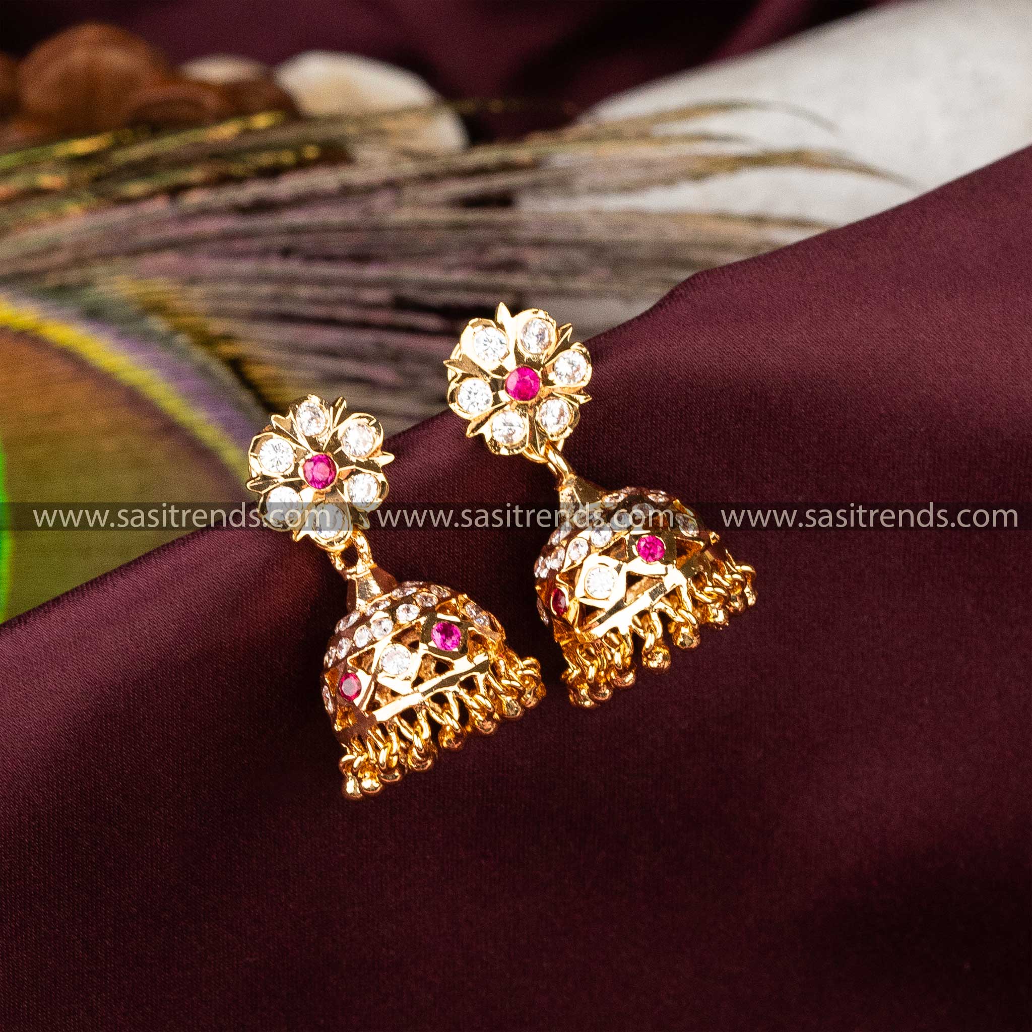 Elegant Guaranteed Micro Gold Plated Impon Traditional Wear Earrings Sasitrends Online Shopping