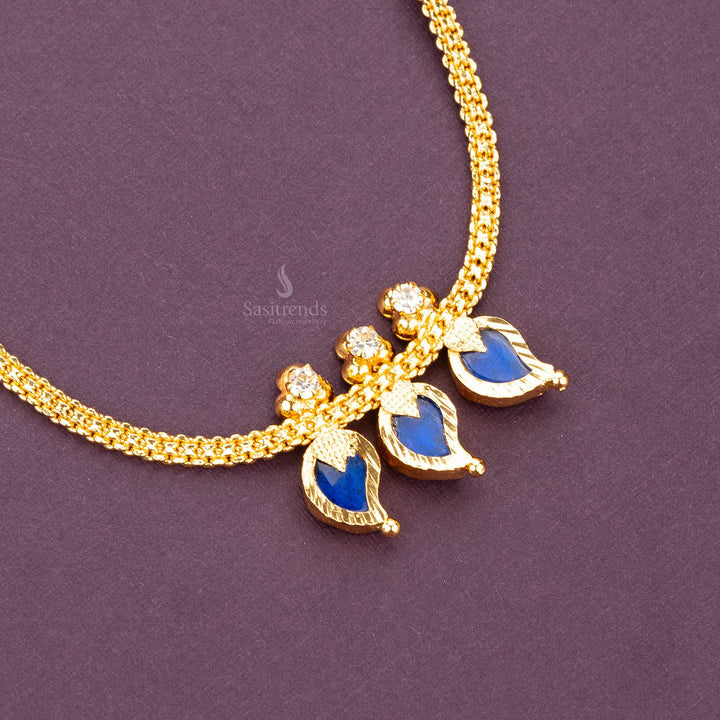 New Blue Micro Gold Plated Palakka Necklace Sasitrends 