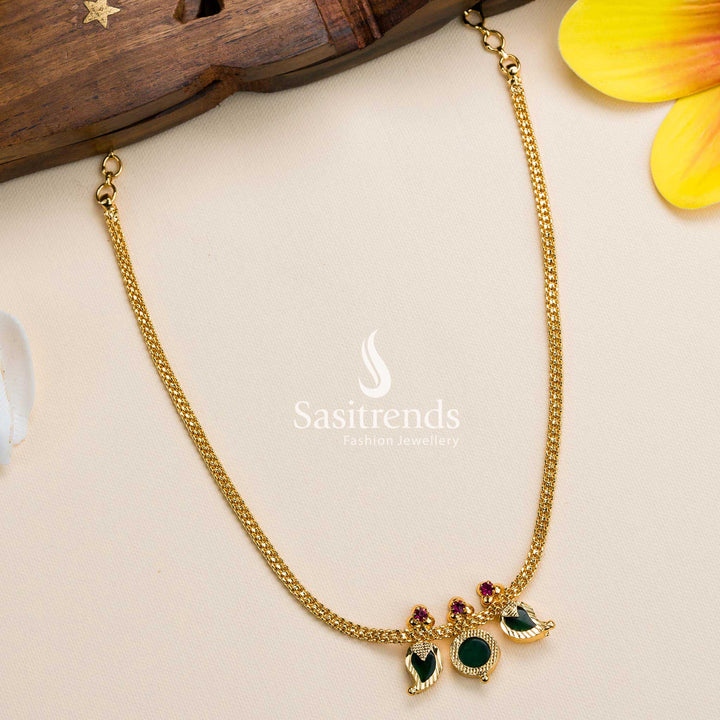 Latest Micro Gold Plated Mango and Round Petals Kerala Palakka Necklace - Guarantee