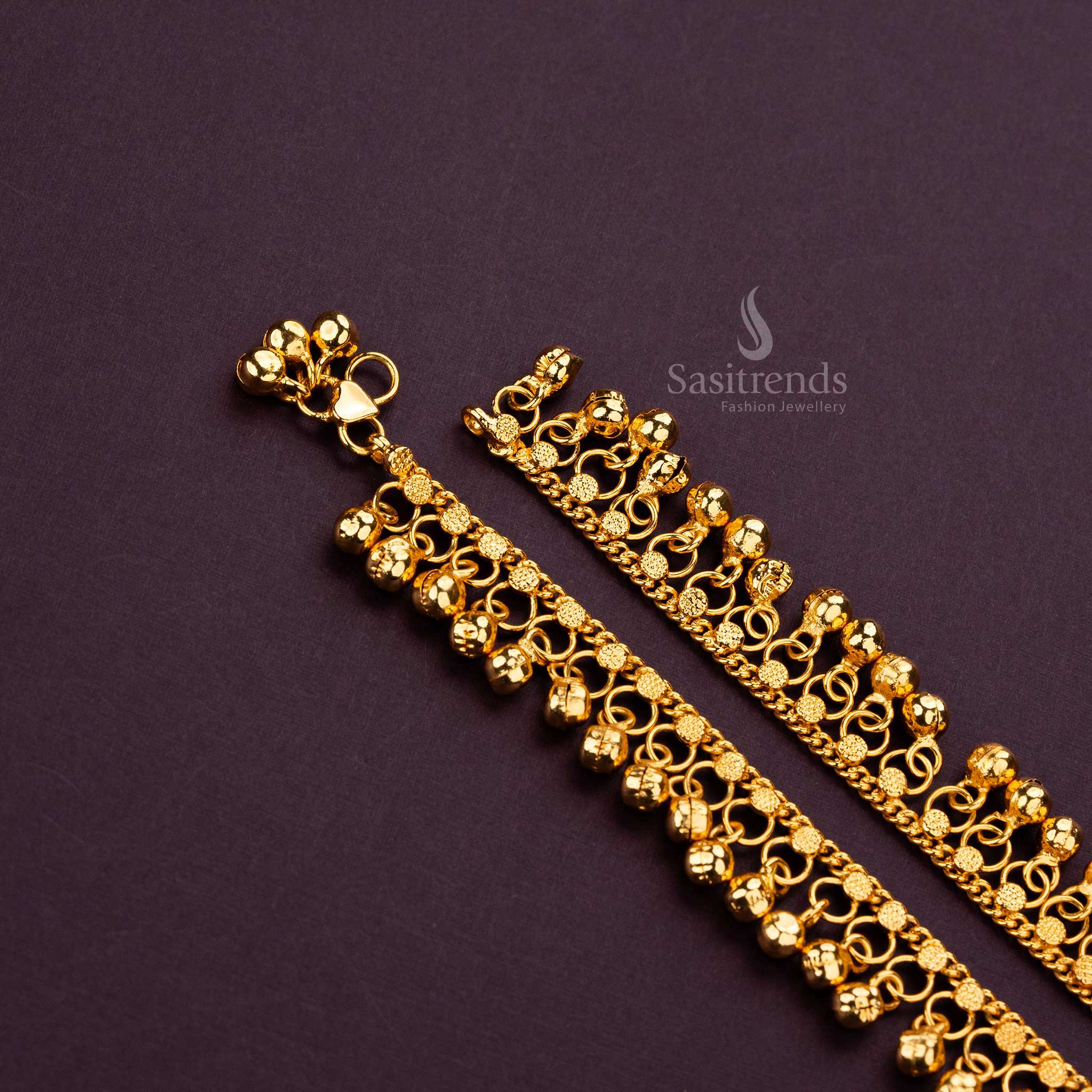 micro gold plated payal anklet with 24-carat gold finish, ideal for all occasions - Sasitrends