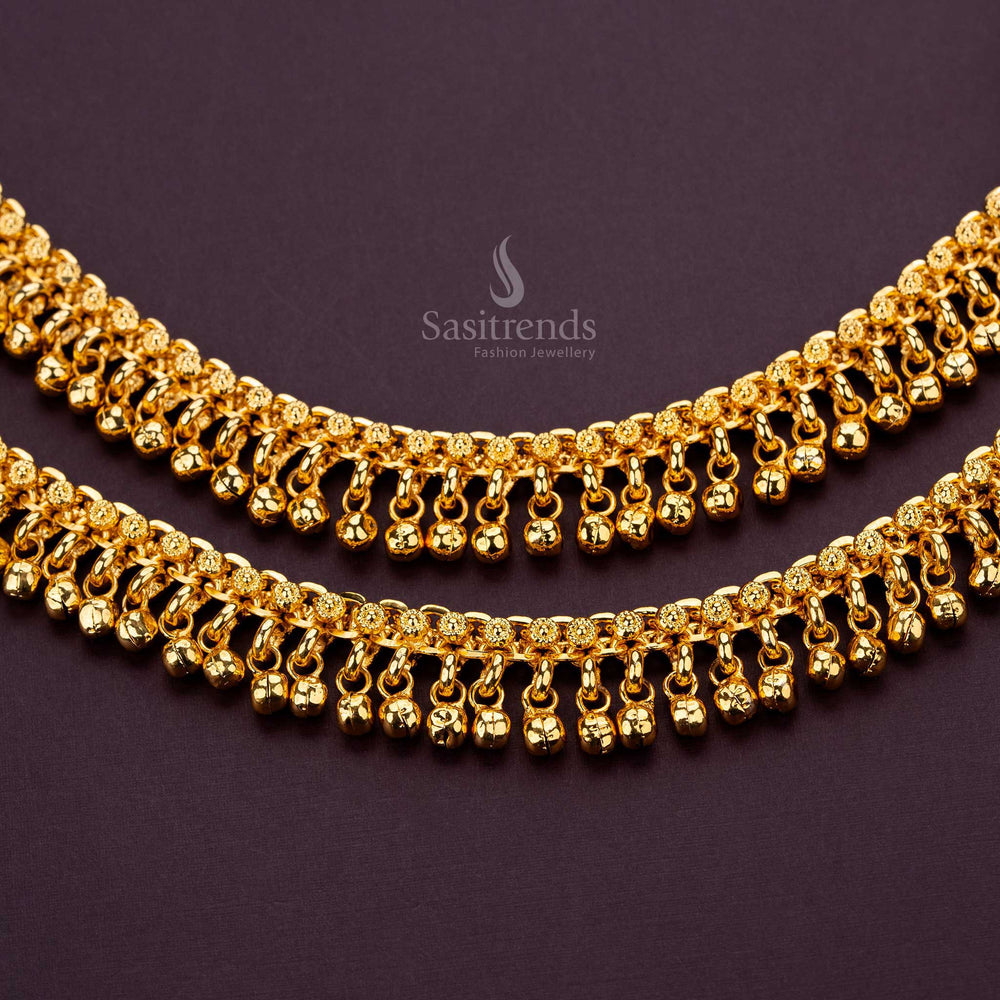 Premium 24-carat micro gold-plated anklets, ideal for weddings and festivals with lifetime plating guarantee - Sasitrends