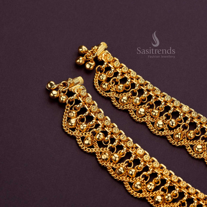 Stylish one gram gold plated anklets with lifetime plating guarantee, ideal for everyday use - Sasitrends